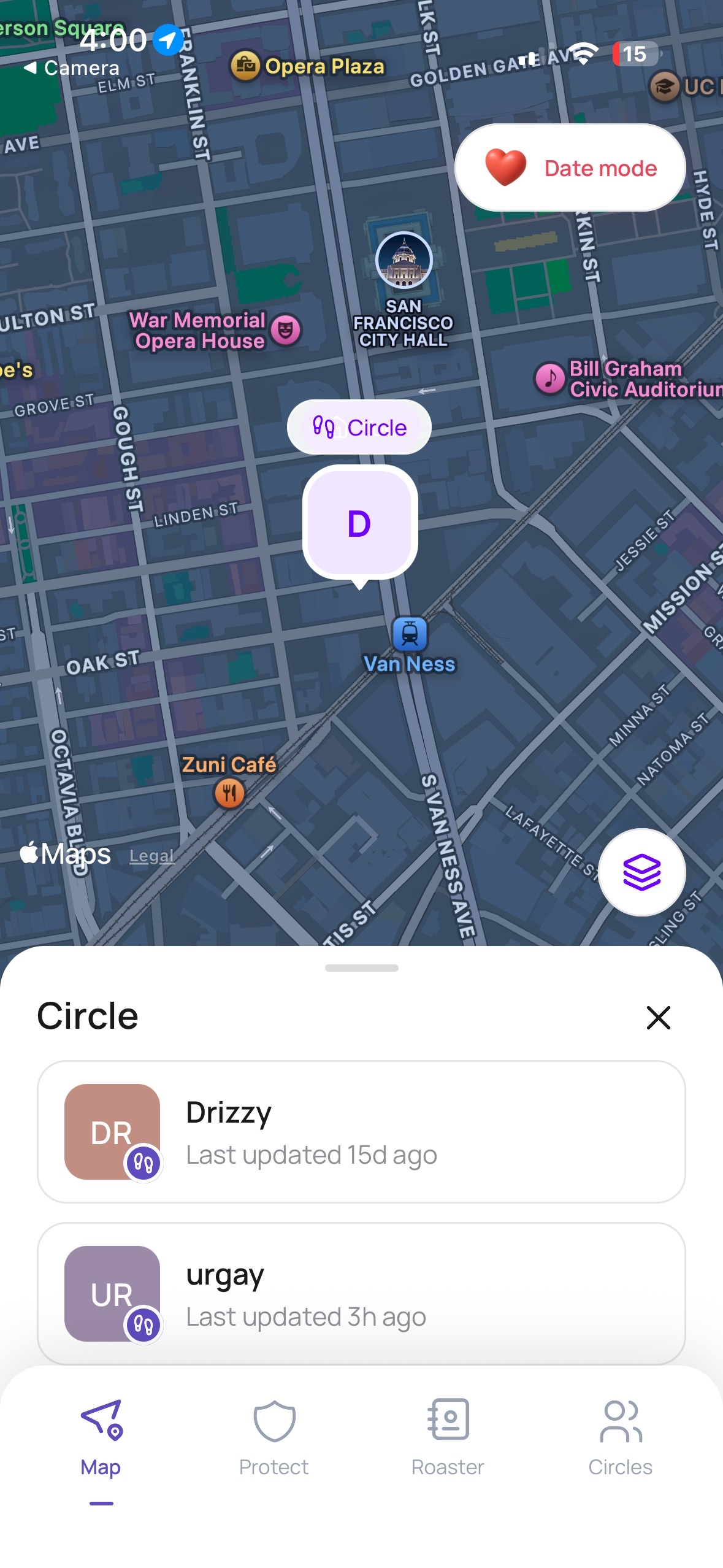 Halo live map with circle